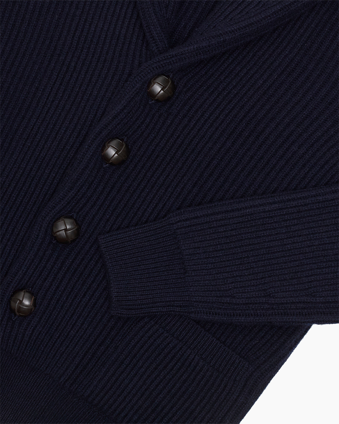 Navy Ribbed Shawl Collar Cardigan