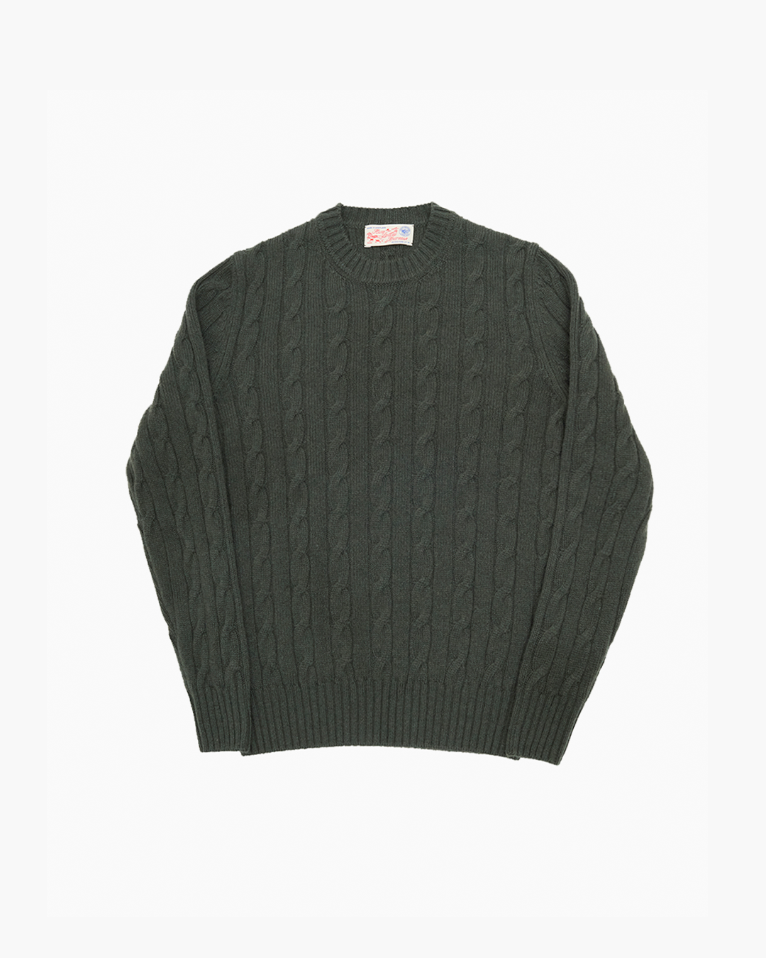 Green Cable Knit Crewneck