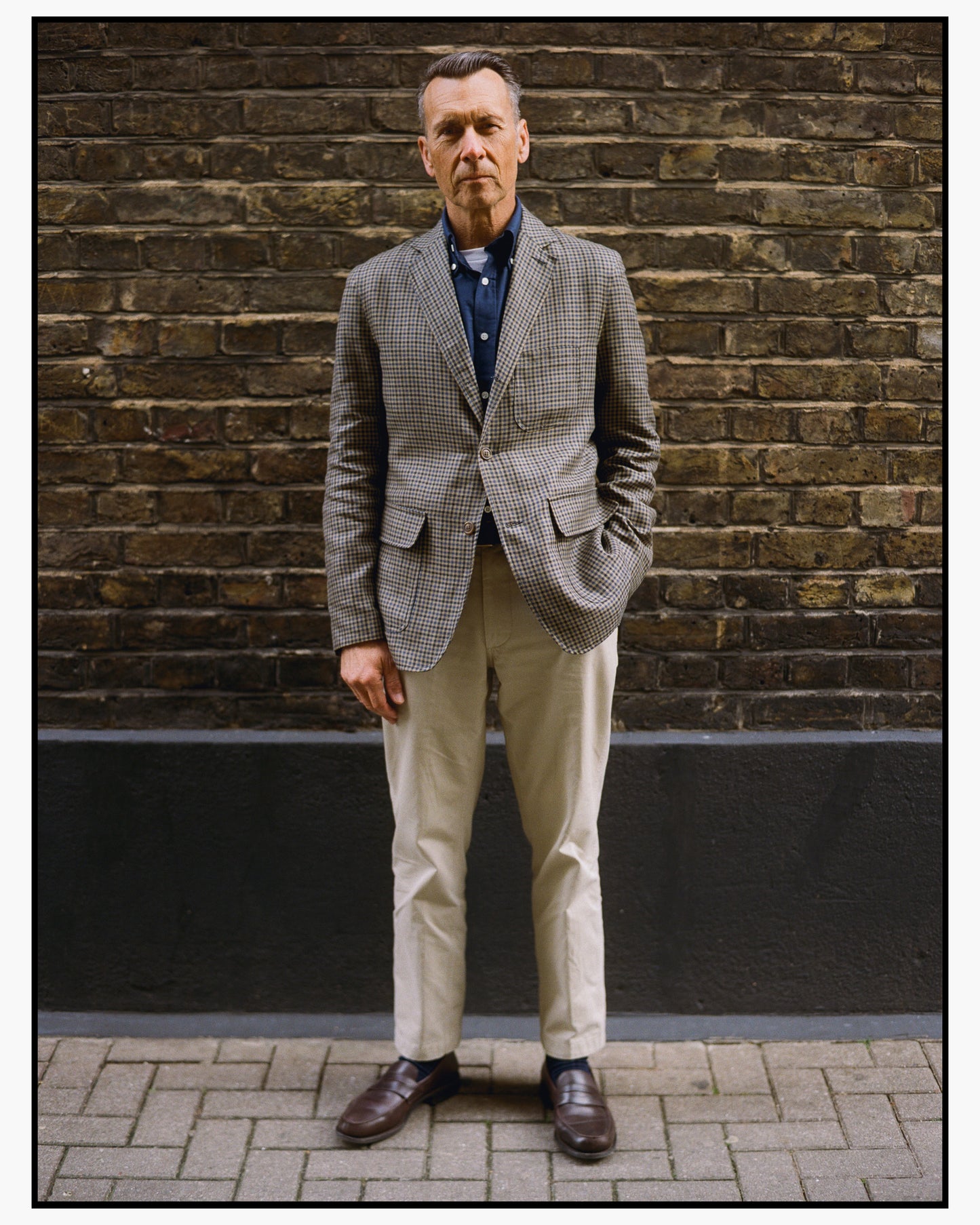 Blue Mini Check Wool & Linen Ivy Jacket