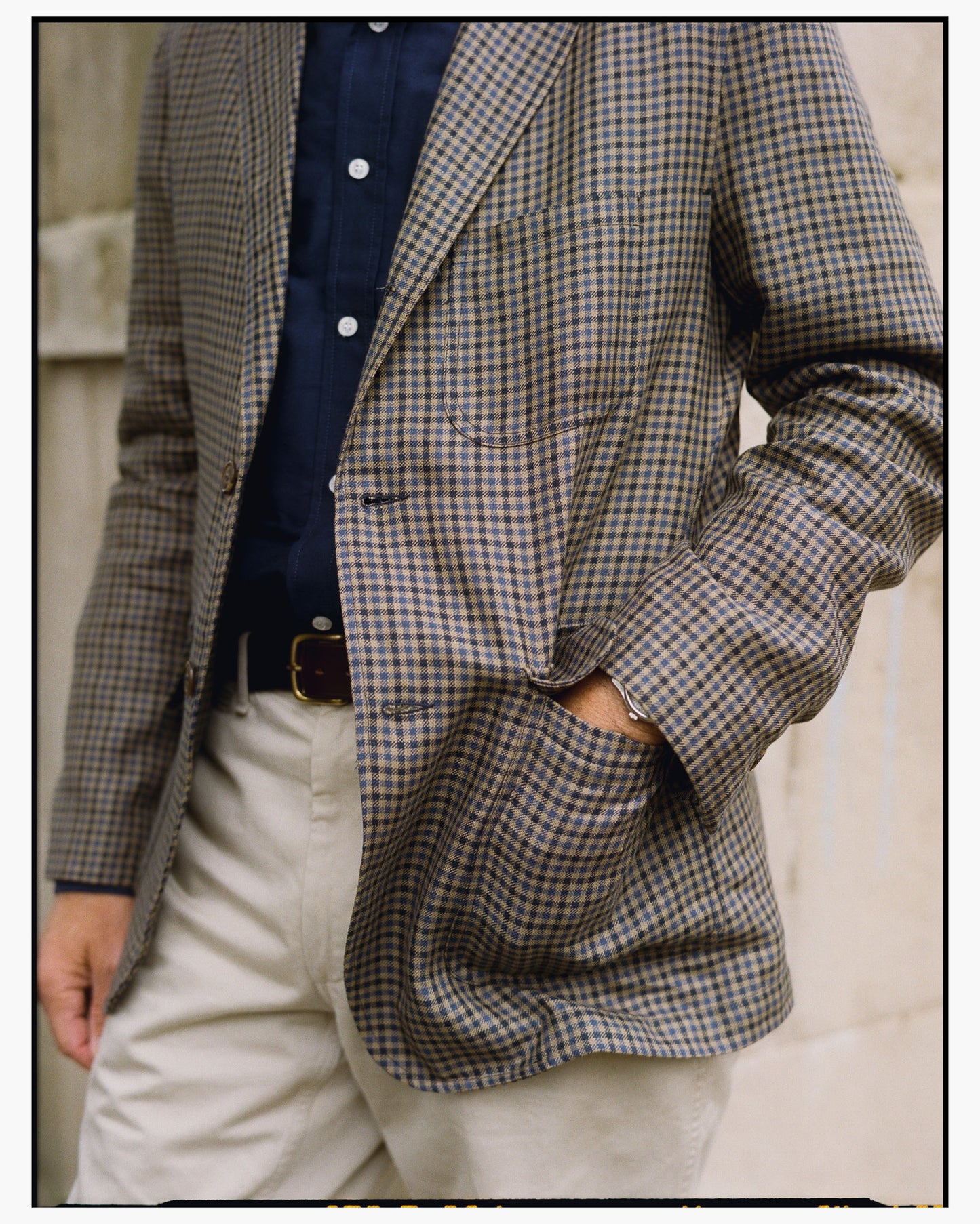 Blue Mini Check Wool & Linen Ivy Jacket