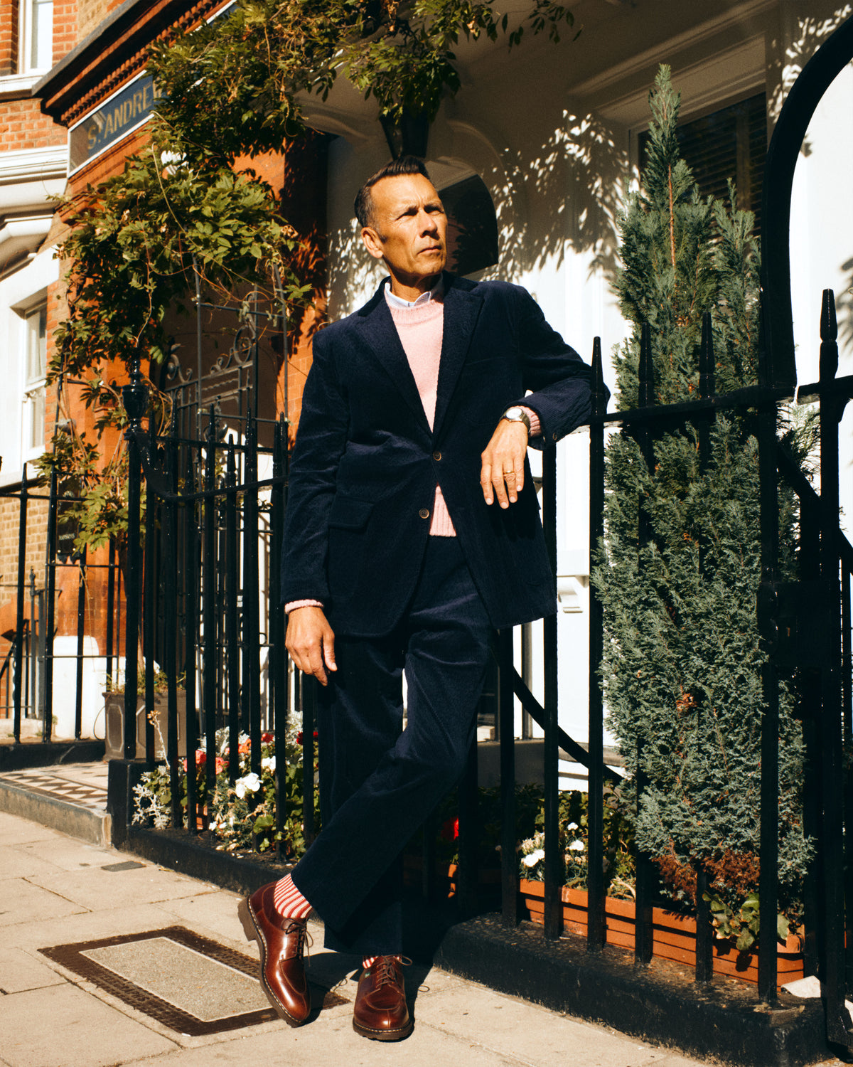 Navy Seersucker Corduroy Ivy Trouser