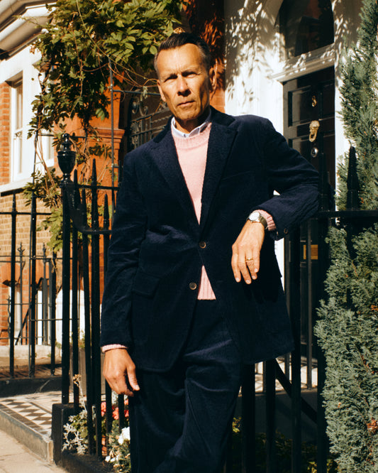 Navy Seersucker Corduroy Ivy Jacket