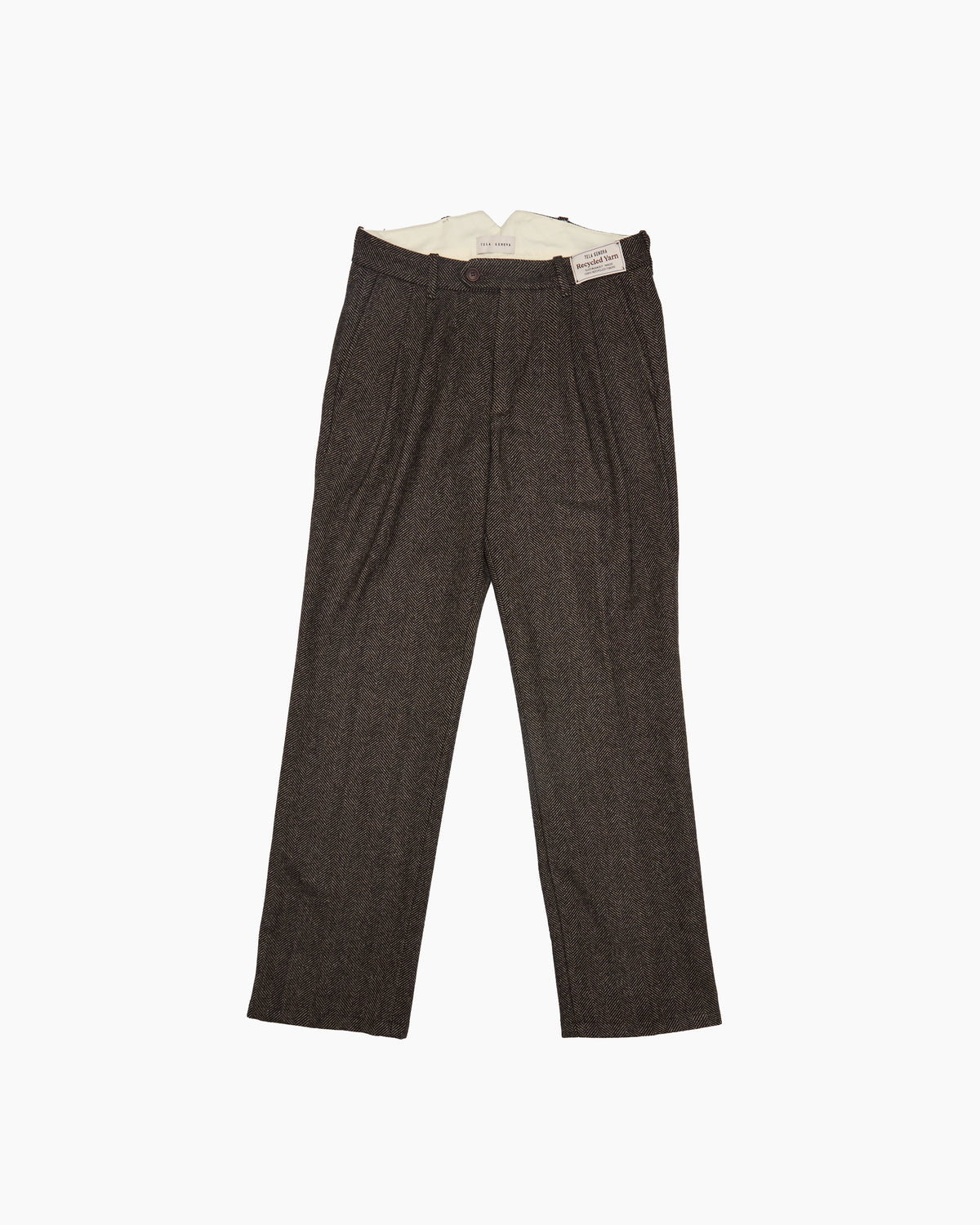 Brown Herringbone Wool Trouser