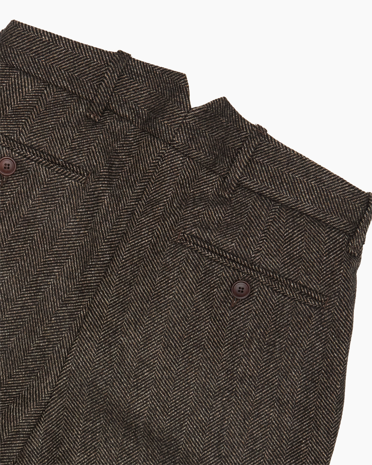 Brown Herringbone Wool Trouser