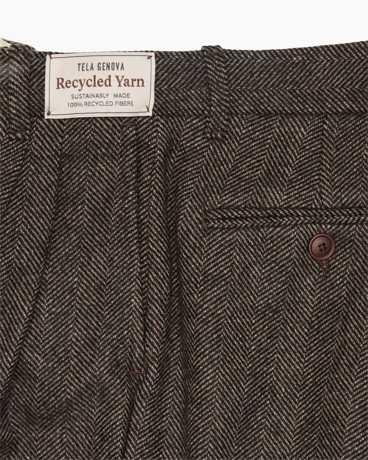 Brown Herringbone Wool Trouser