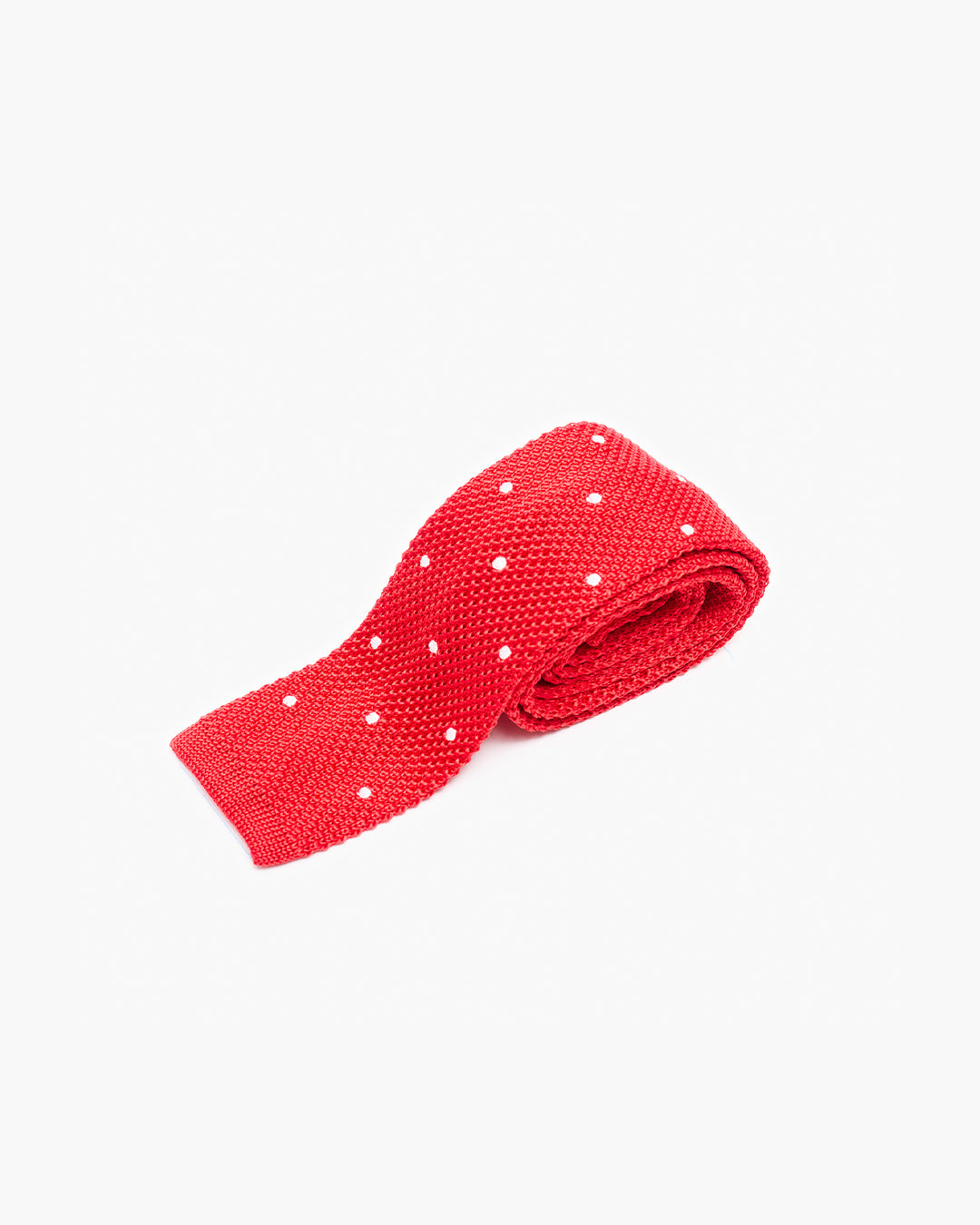 Silk Knitted Tie - Red & White Polka Dot