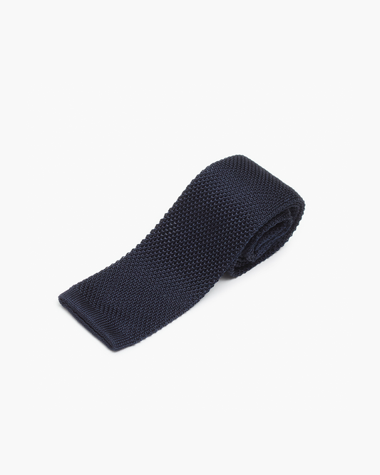 Silk Knitted Tie - Navy