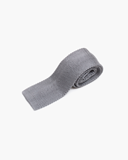 Silk Knitted Tie - Grey