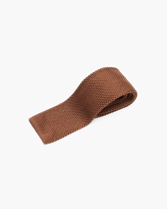 Silk Knitted Tie - Brown