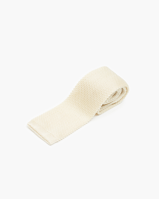 Silk Knitted Tie - Ivory