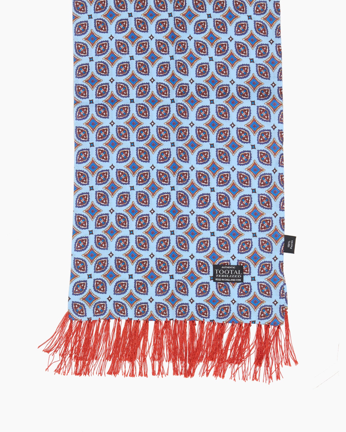 Blue Geometric Fringed Scarf