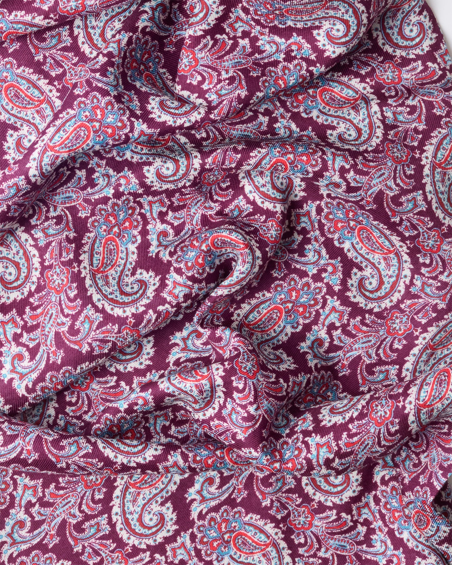 Burgundy & Blue Paisley Fringed Scarf