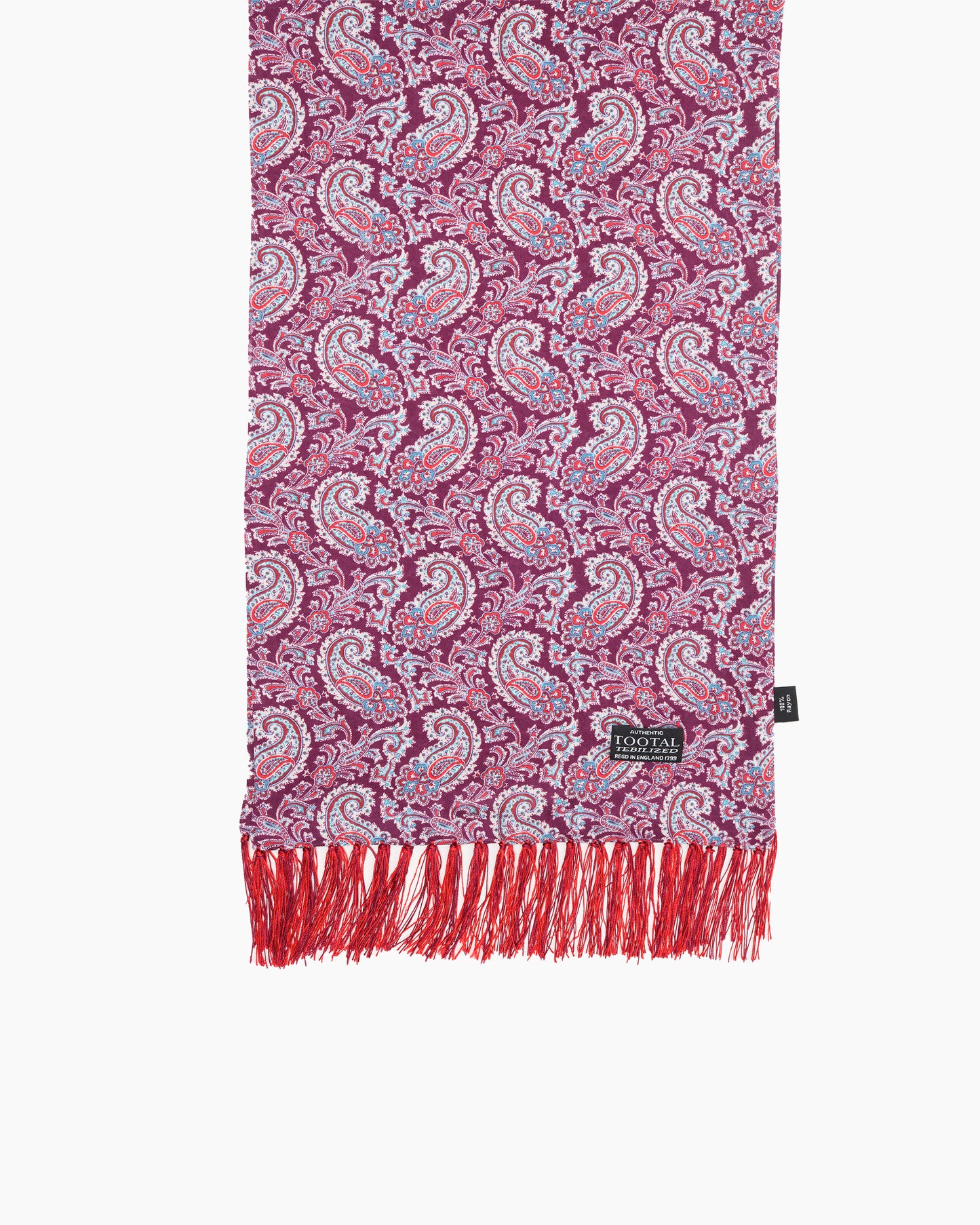 Burgundy & Blue Paisley Fringed Scarf