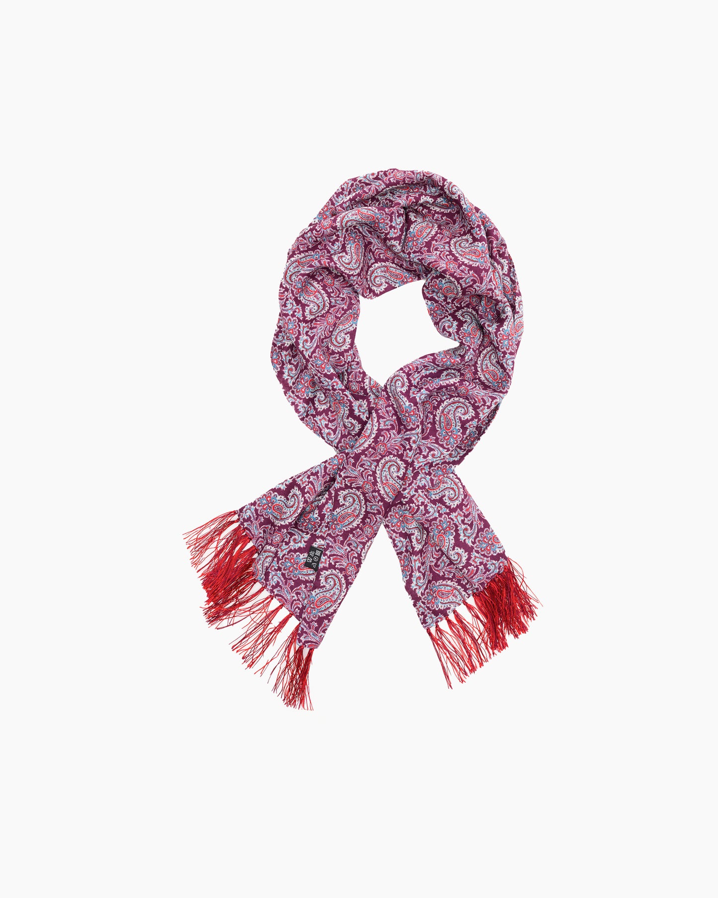 Burgundy & Blue Paisley Fringed Scarf