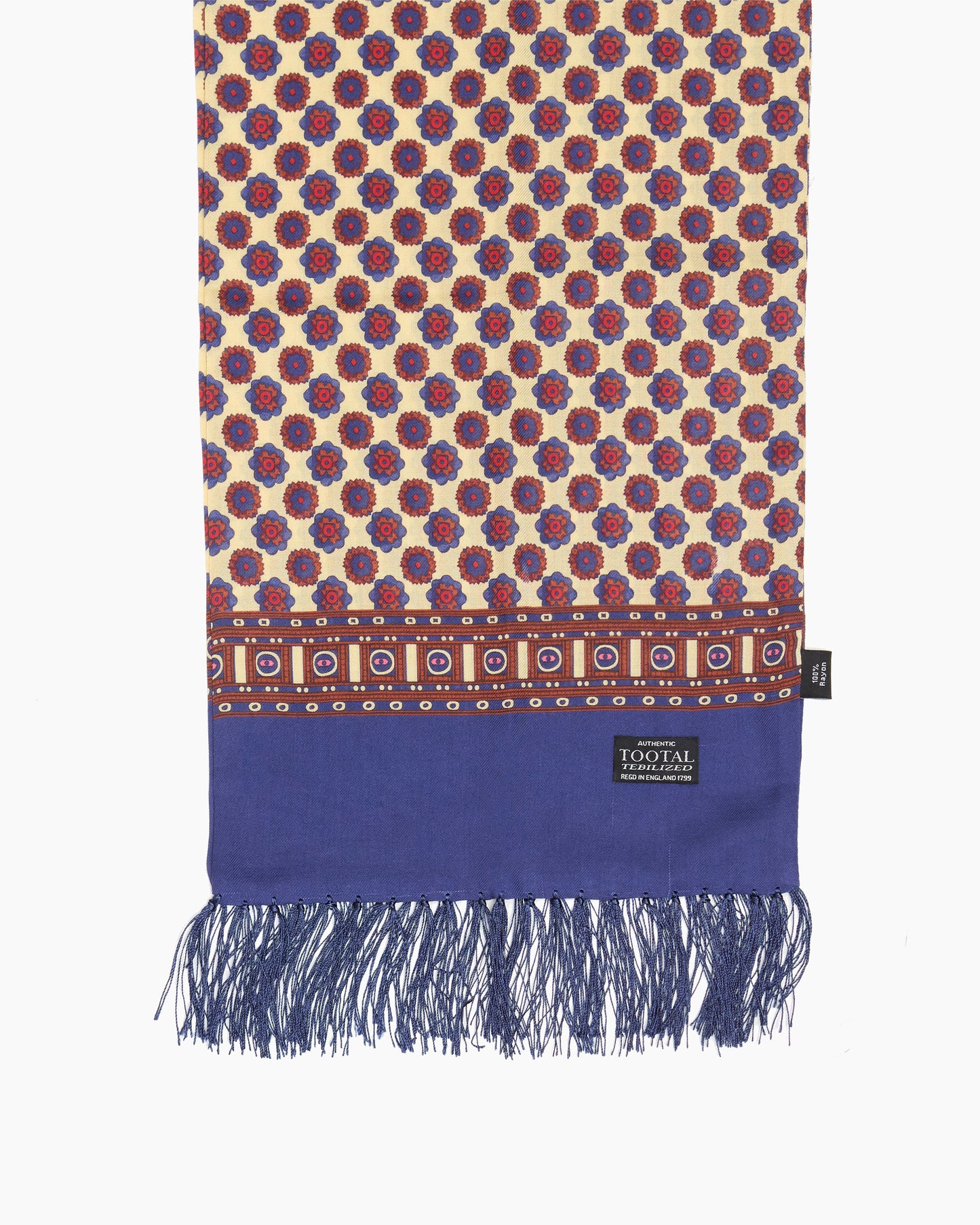 Floral Geometric Navy Fringed Scarf