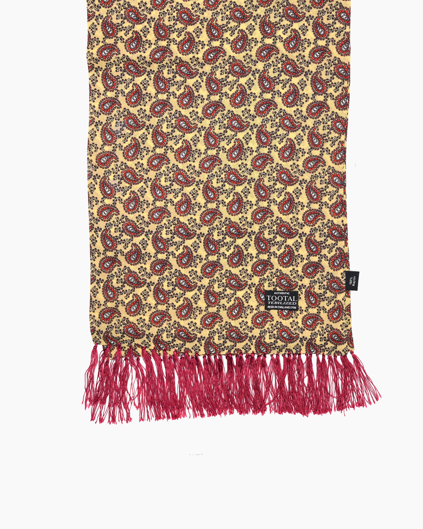Gold & Crimson Paisley Fringed Scarf