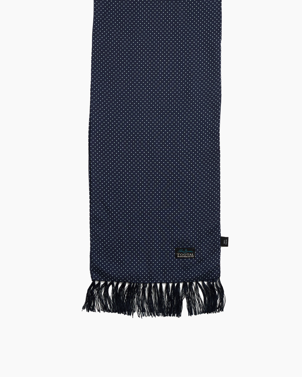 John Simons x Tootal Limited Edition: Polka Dot Navy Fringed Scarf