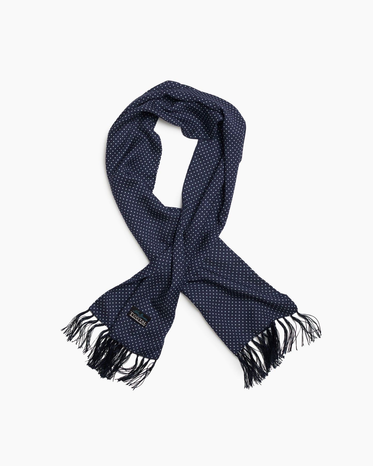 John Simons x Tootal Limited Edition: Polka Dot Navy Fringed Scarf