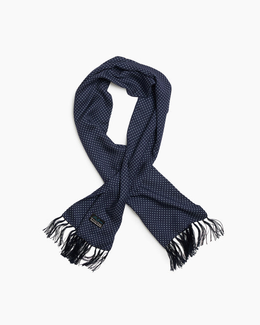 John Simons x Tootal Limited Edition: Polka Dot Navy Fringed Scarf