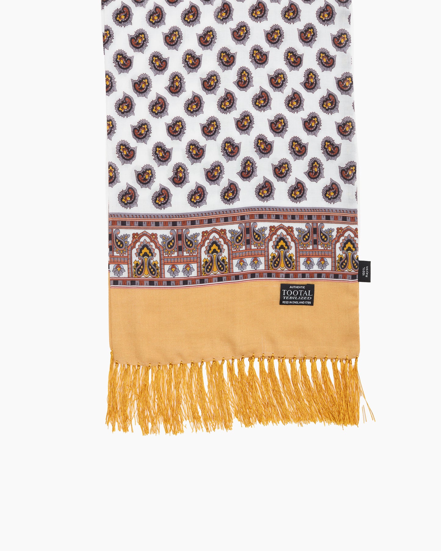 Mustard Paisley Fringed Scarf