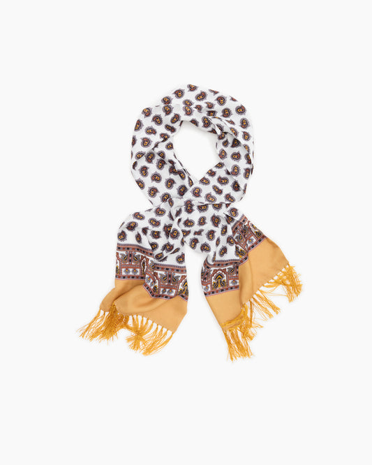 Mustard Paisley Fringed Scarf
