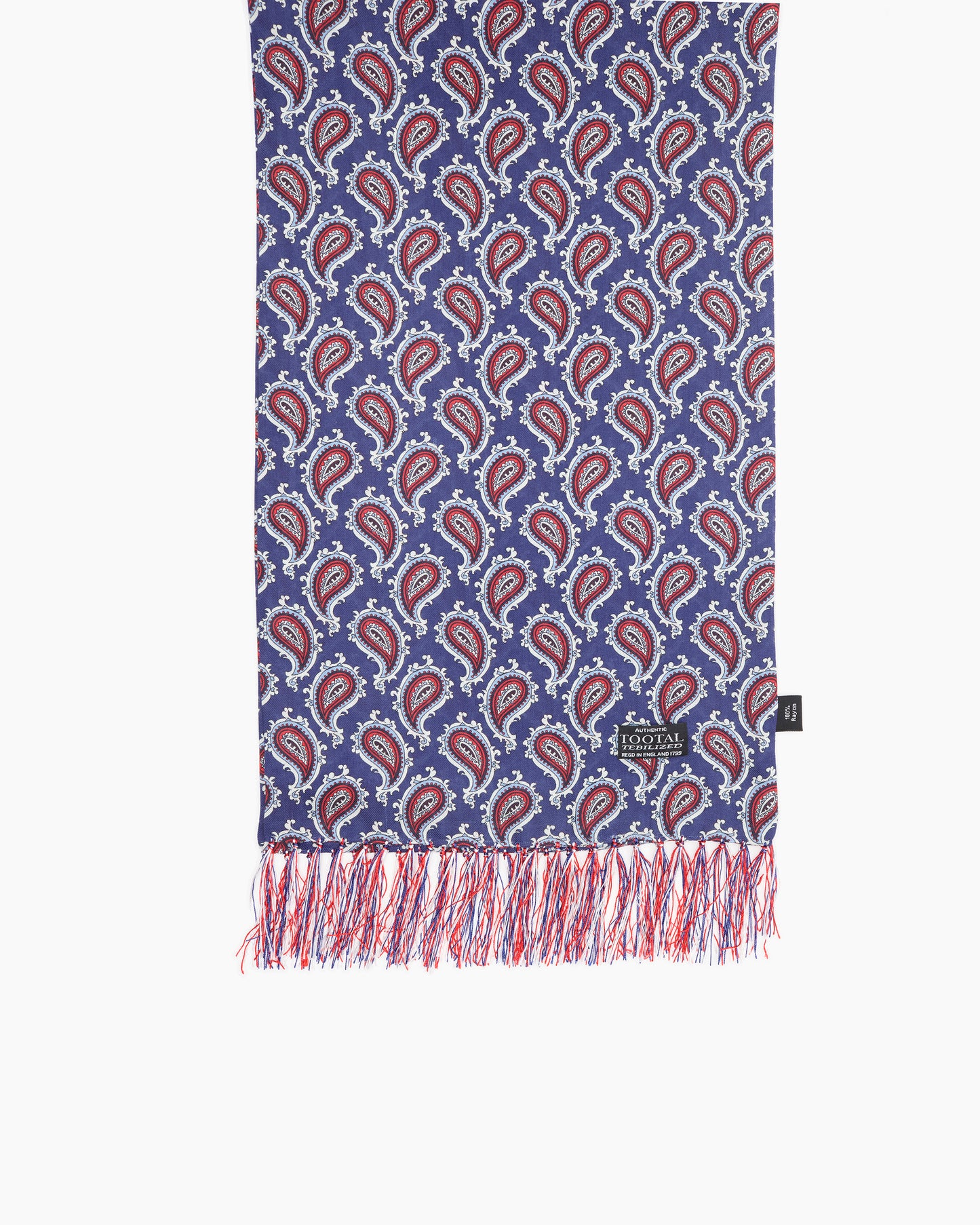Navy Paisley Fringed Scarf