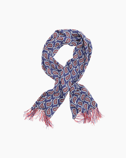 Navy Paisley Fringed Scarf