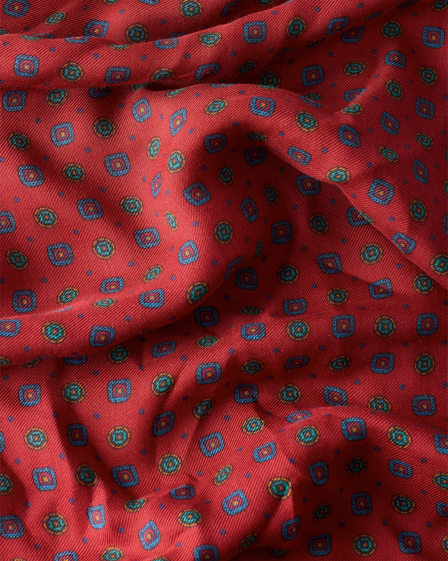 Burnt Red Circular Geometric Fringed Scarf