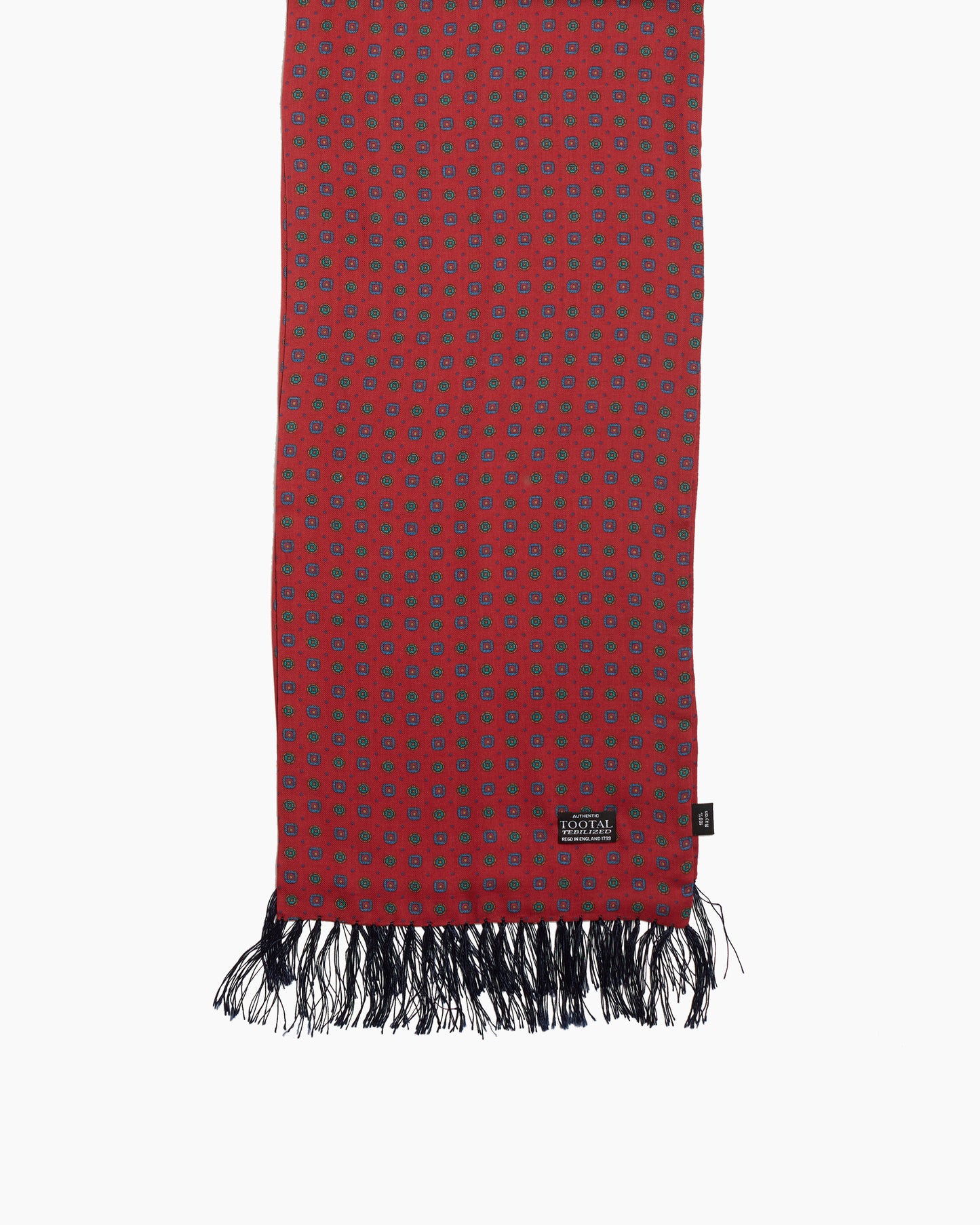 Burnt Red Circular Geometric Fringed Scarf