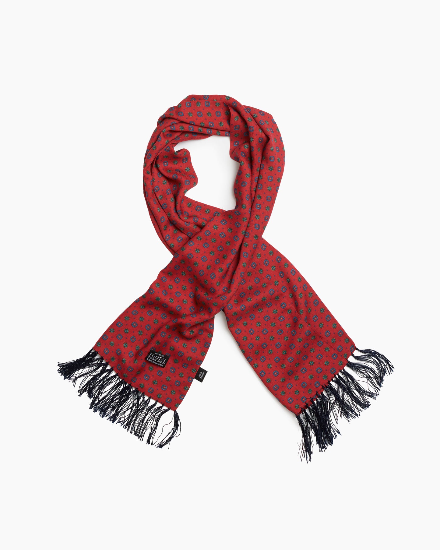 Burnt Red Circular Geometric Fringed Scarf