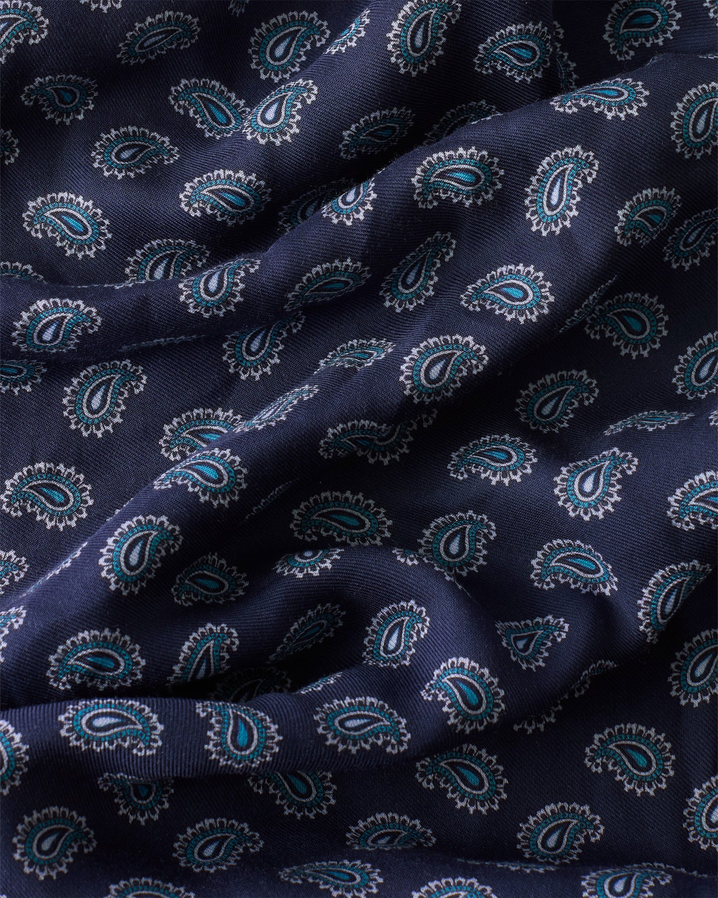 Blue Mini Paisley Fringed Scarf