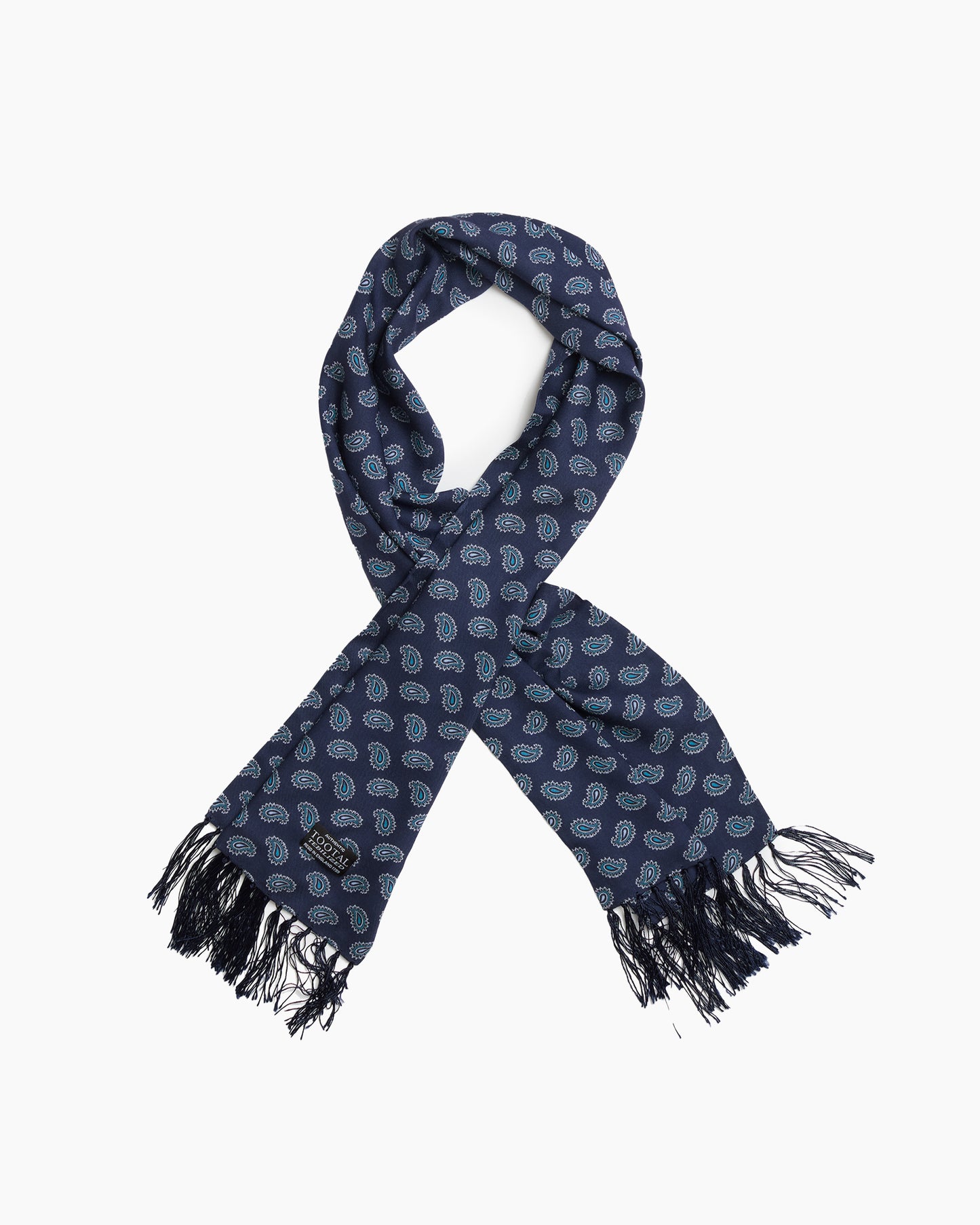 Blue Mini Paisley Fringed Scarf