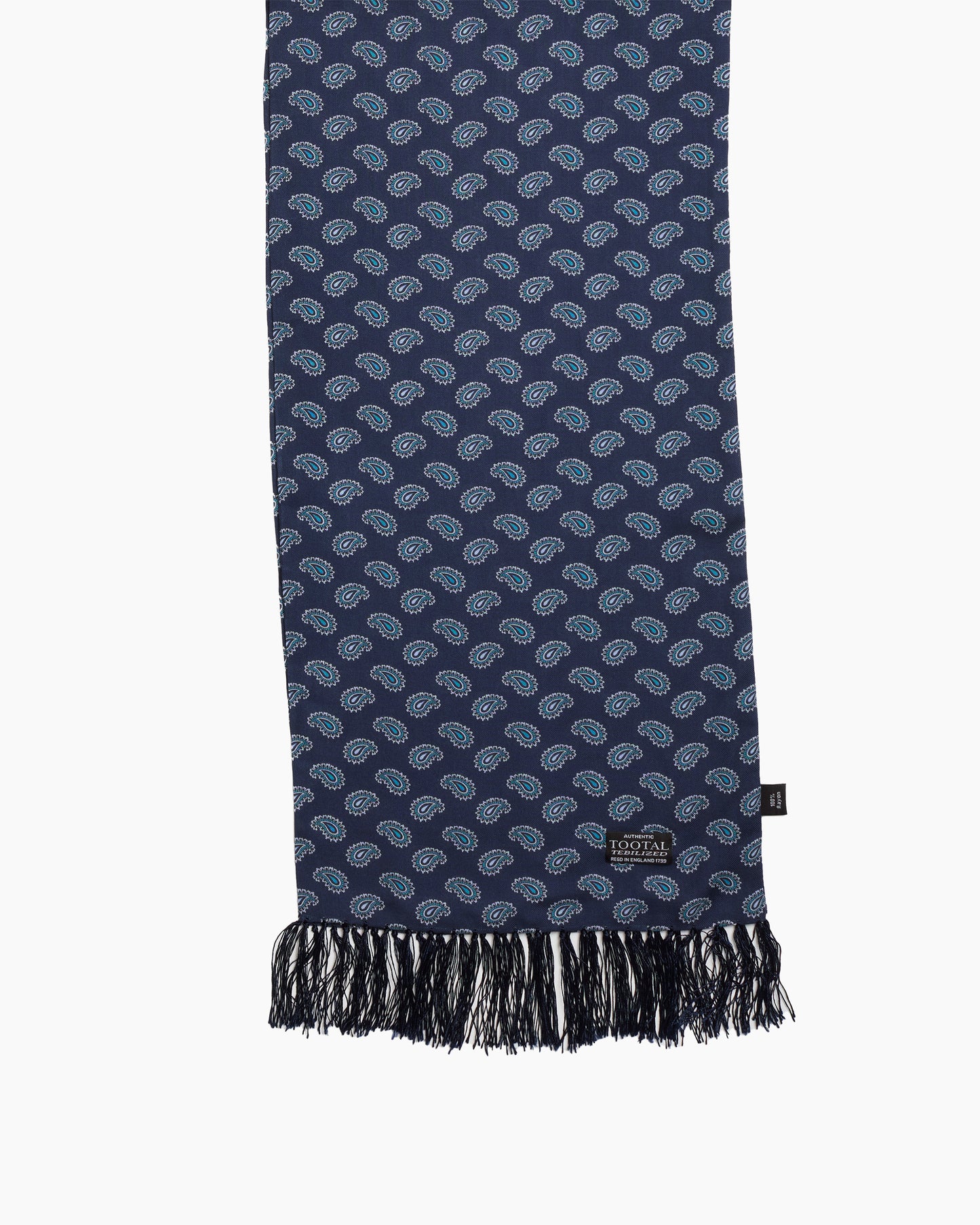 Blue Mini Paisley Fringed Scarf