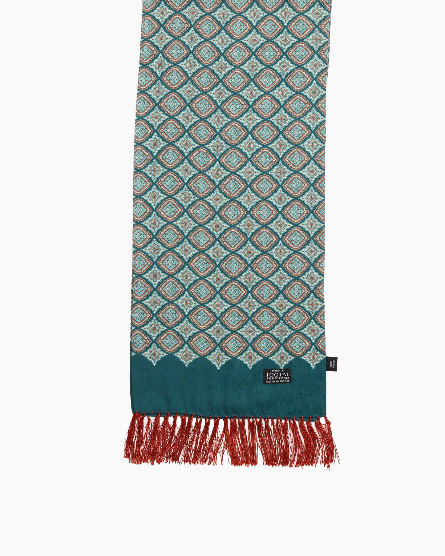 Teal Medallion Fringed Scarf