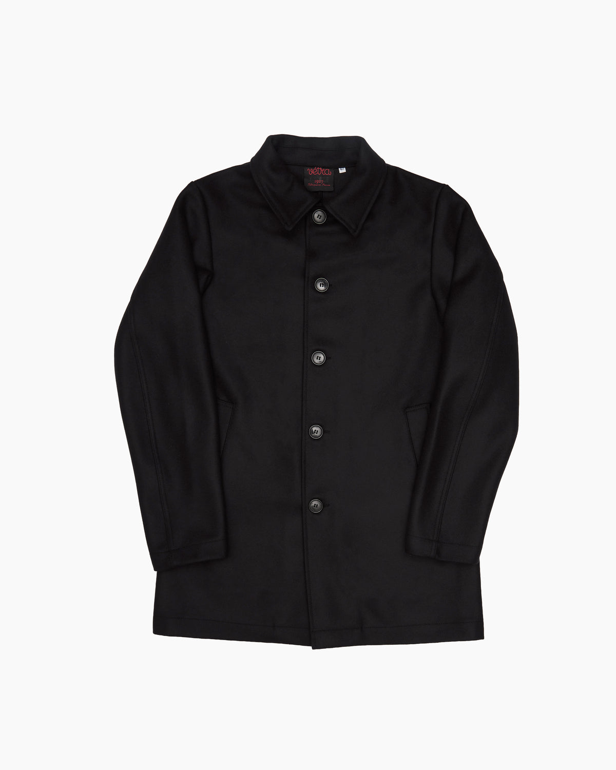 Navy Melton Wool Coat