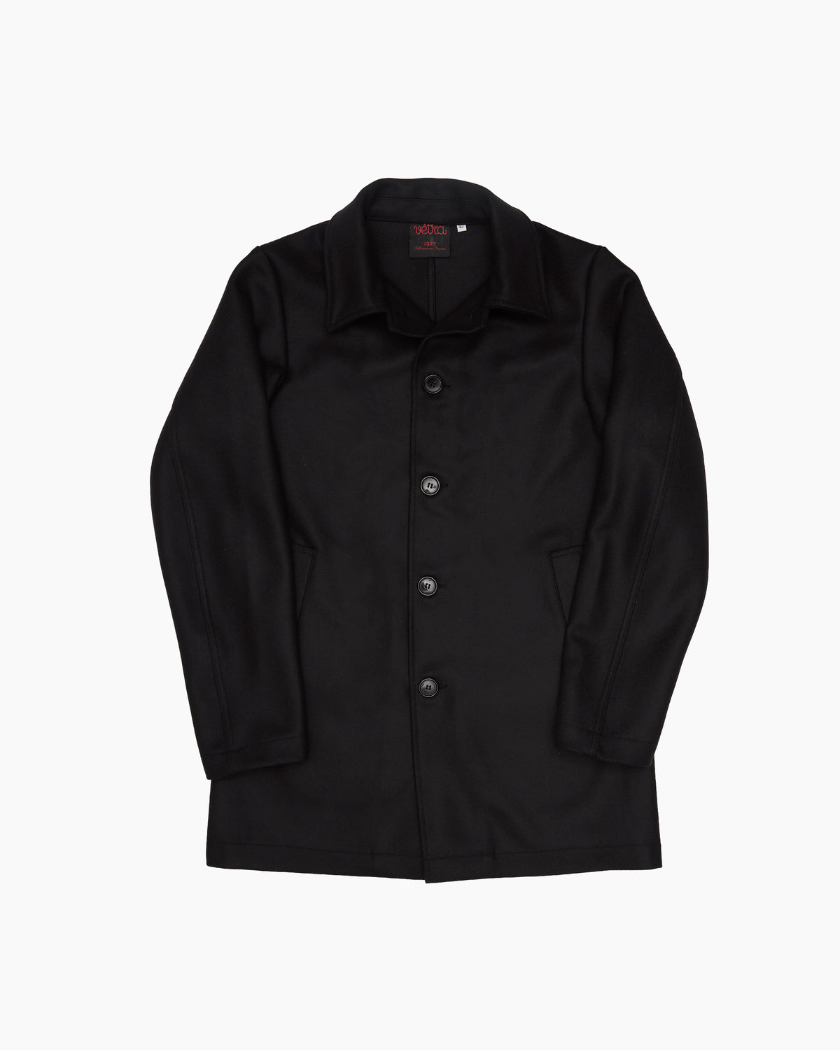 Navy Melton Wool Coat