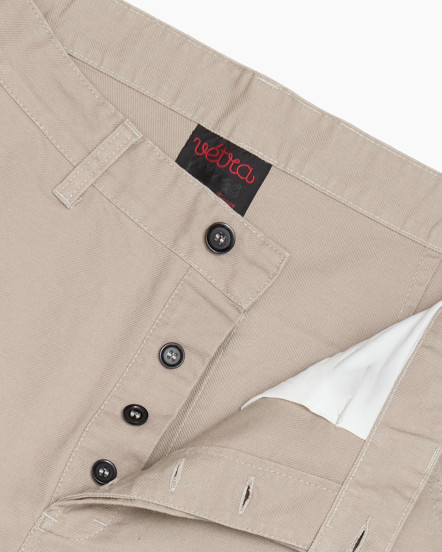 Ecru Cotton Twill Trousers