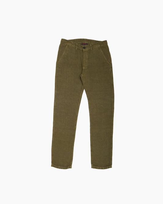 Olive Heavy Linen Trousers