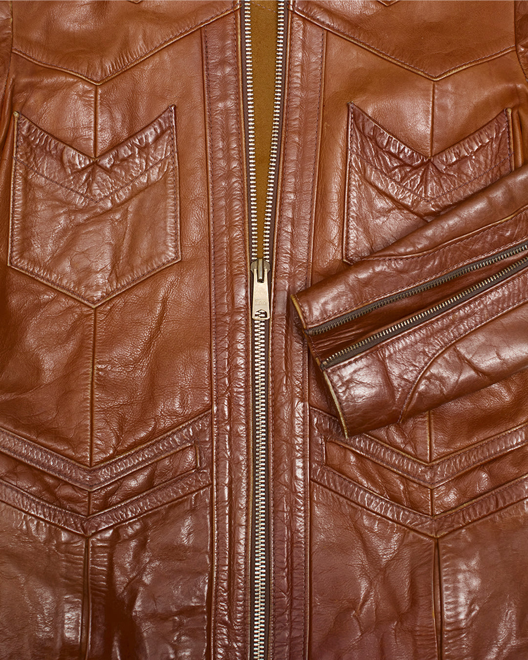 Vintage 1970s East West Musical Instruments Company Leather Jacket