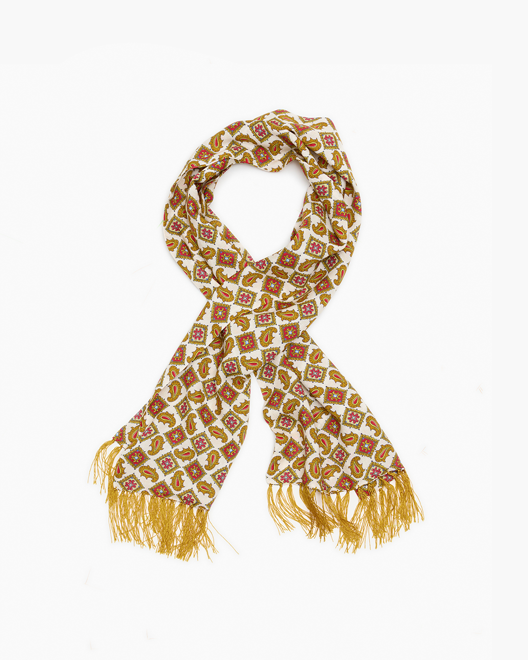 Gold Diamond Design Fringed Scarf