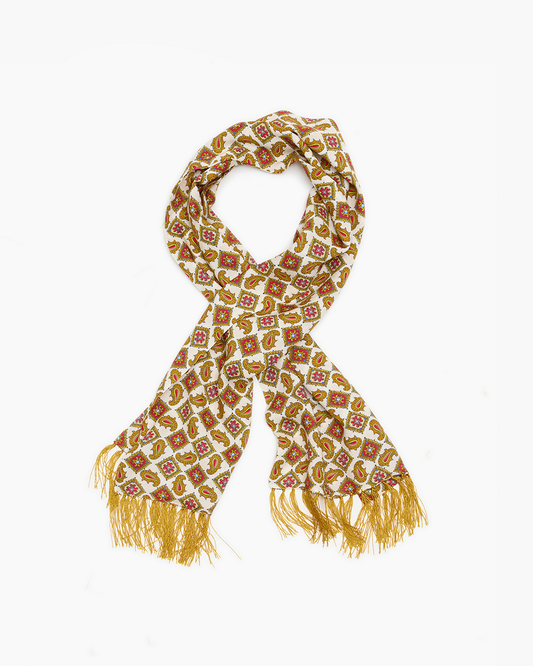 Gold Diamond Design Fringed Scarf
