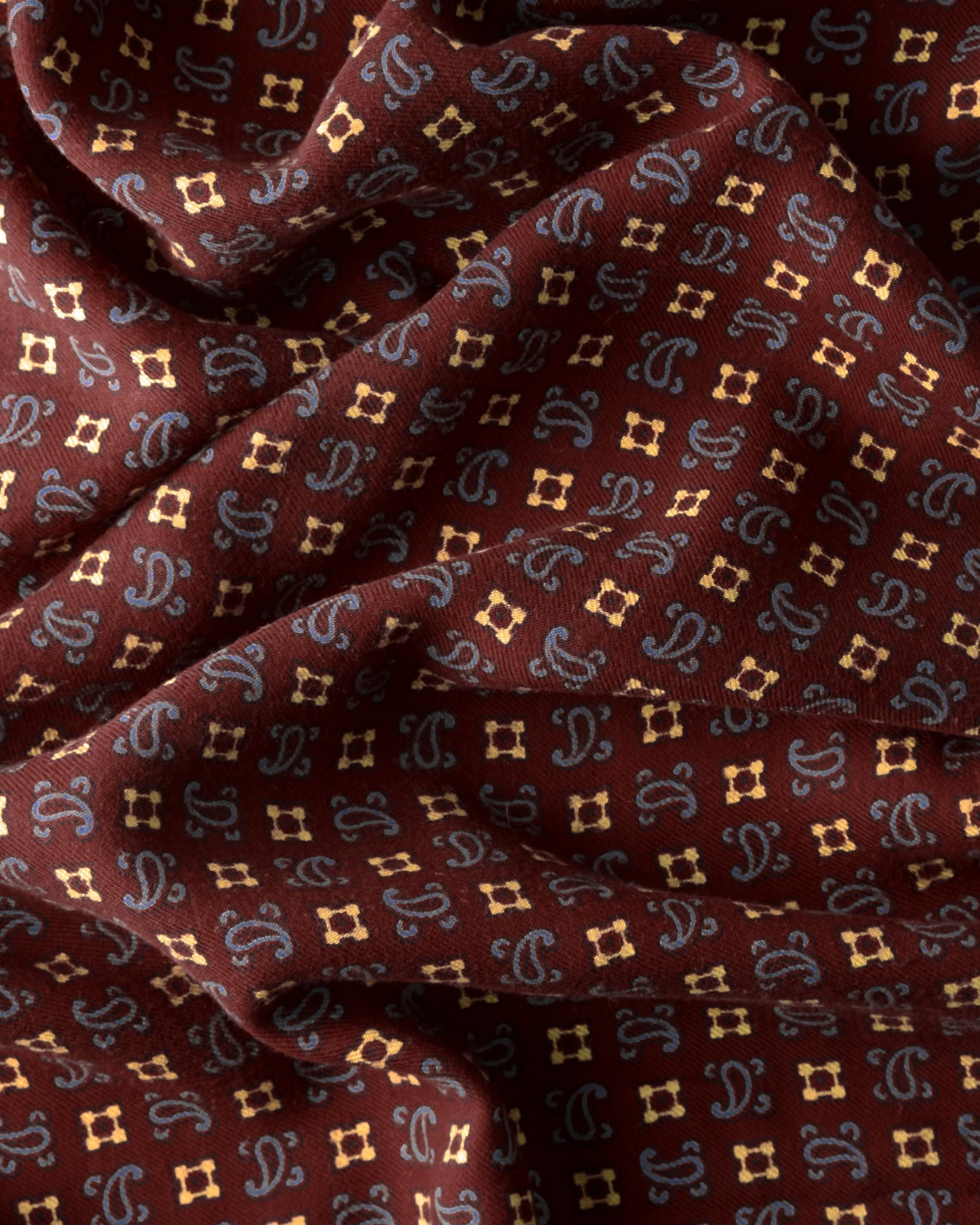 Vintage Burgundy & Yellow Square Patterned Scarf