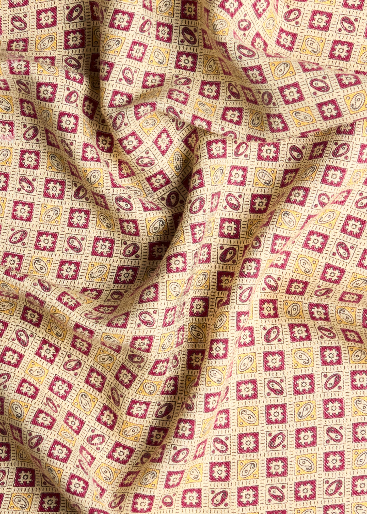 Vintage Mustard Square Patterned Scarf