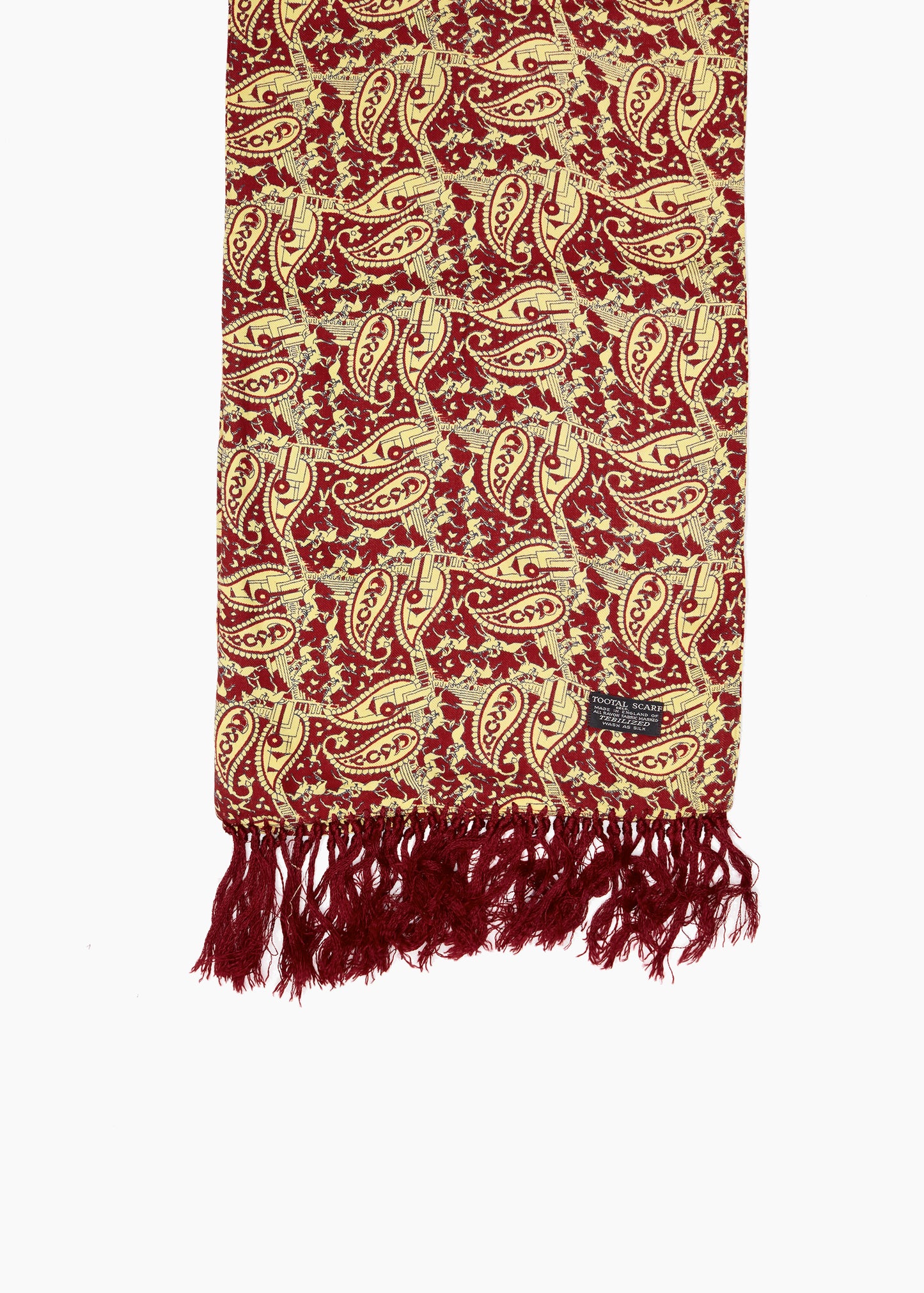 Vintage Burgundy Equestrian Patterned Scarf