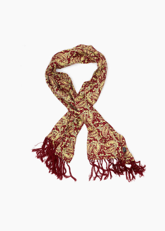 Vintage Burgundy Equestrian Patterned Scarf
