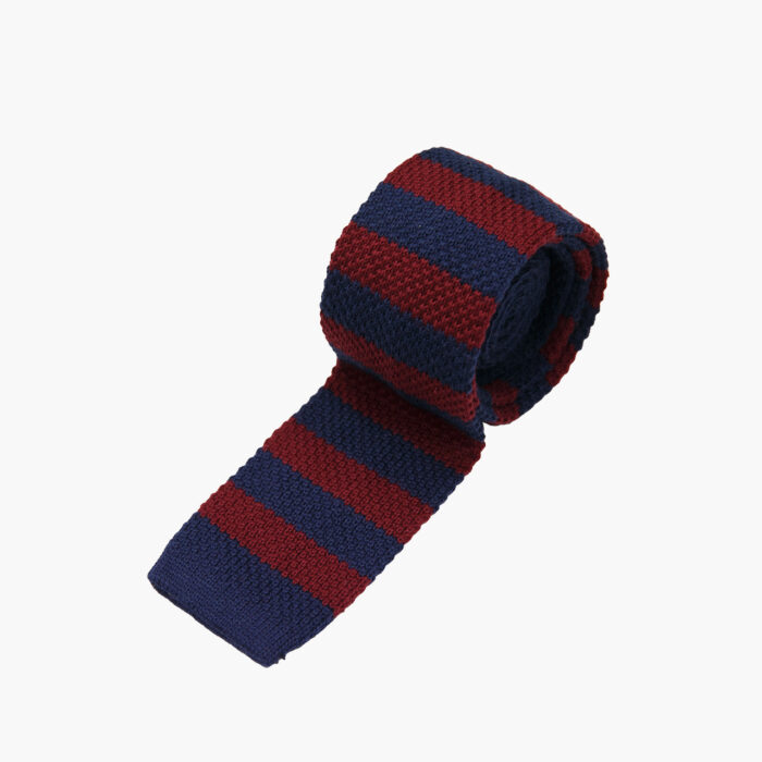 Silk Knitted Tie Burgundy Navy