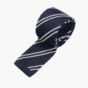 Navy/Ivory Stripe Tie 1